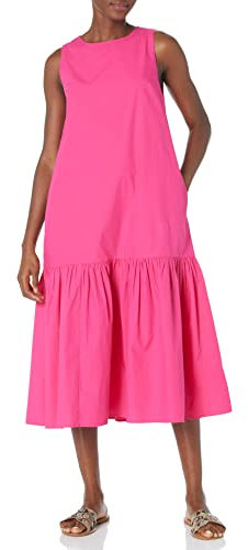 The Drop Ilana Maxi Abito Smanicato In Popeline Con Bordo Amplio da Donna, Rosa Shocking, XS