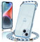 Micoden Handykette kompatibel mit iPhone 14 hülle Ultra dünn Kameraschutz Herz Love Design Galvanik Silikon Bumper Kordel zum Umhängen Handyhülle mit Band Schutzhülle,Blau