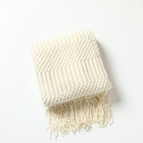 LUNYY Strukturierte Überwurfdecke, solide, weich, für Sofa, Couch, dekorative Strickdecke, senfgelb, Heimdekoration, Plaids
