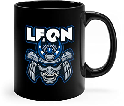 Personalisierte Samurai Tasse Mit Wunschname In Schwarz Beidseitig Bedruckt | Einzigartige Personalisierte Kaffeetasse Zum Selbst Gestalten Mit Name