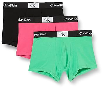 Calvin Klein Boxer Uomo Confezione da 3 Cotone Elasticizzato, Multicolore (Island Green, Black, Fuschia Rose), XS