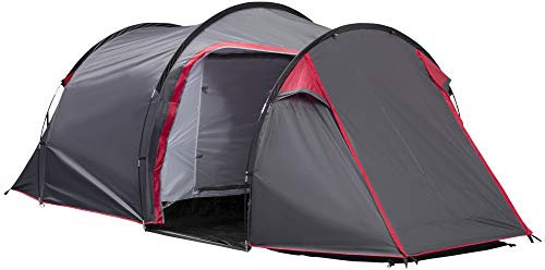 Outsunny Tente de Camping familiale 2-3 Personnes Tente Tunnel étanche légère ventilée Facile à Monter Chambre Salon 3 Portes fenêtres 4,26 x 2,06 x 1,54 m Fibre Verre Polyester PE girs foncé Rose