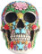 Tuzsocr Tête de Mort sculptée au Design Jour des Morts,Statue crâne avec des pétale,Tête de Mort Sugar Skull,Crâne Peint,Ornements d'halloween de crâne en résine,pour la Maison,Table à Manger,Salon
