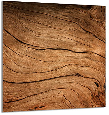 DarHaus Herdabdeckplatte 1-Teilig 60x65 cm Ceranfeldabdeckung Küche Elektroherd Induktion Herdschutz Küchenrückwand Spritzschutz Glasplatte Schneidebrett Gehärtetes Glas Holz Braun