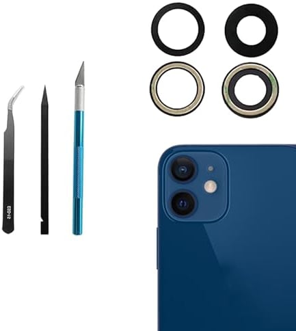 PeiDog Sapphire 12 Mini / 12 posteriore posteriore fotocamera lente vetro di ricambio per iPhone 12 per iPhone 12 Mini posteriore fotocamera posteriore lente di ricambio in vetro con kit di