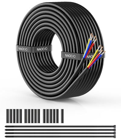 NAOEVO 18 Gauge Wire 4 Conductor Wire, 18 AWG Wire 4 Core Electrical Wire Stranded PVC Cord/Low Voltage 12V/Tinned Copper Automotive Wire for LED Strips Lamp Lighting Automotive (18/4 AWG 30FT)