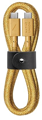Native Union Type-C Belt Cable - USB-C to USB-C 4ft Ultra-Strong Charging Cable Compatible with iPhone 16, 16 Plus, 16 Pro, 16 Pro Max, iPad Pro, iPad Air, Galaxy S25, Flip 6, Fold 6 (Kraft)