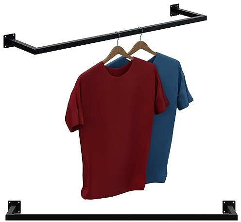 Garderobenstange Kleiderstange Garderobe Halter Kleiderständer Metall Schwarz Wand 110x30cm