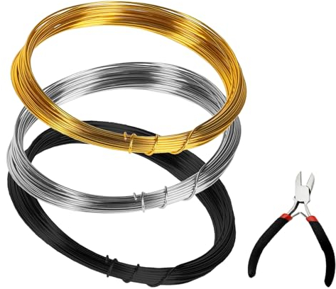 18 Gauge 1mm Aluminum Craft Wire, 98 Feet Bendable Metal Wire (30m) with Diagonal Jaw Pliers, Flexible Crafting Wire for Sculpting, Modelling, Skeleton, Floral Making, Jewelry Making (Silver)