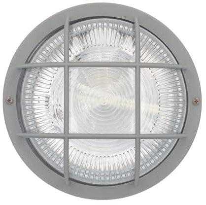 Unitec Rundleuchte mit PVC-Korb für Innen und Außen, IP44, stoßfest, mit E27 Fassung, 230V, 50-60 Hz, grau 60W