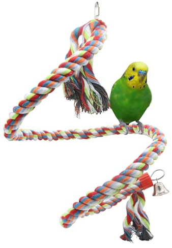 JVHLOV 160cm Bird Standing Climbing Toy, Parrot Spiral Rope Swing, Multicolor Cotton & Iron, For Parrot, Parakeet, Budgie, Lovebirds, Cockatiels