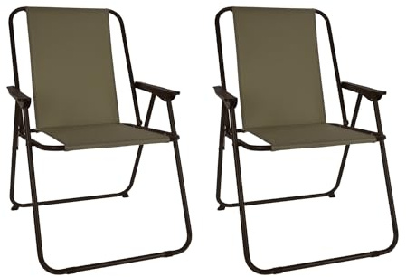 Mojawo 2 Stück Campingstuhl Faltstuhl Stoff Oxfort Camping Klappstuhl Anglerstuhl Regiestuhl Angelstuhl Metall B 57 x T 48 x H 85 cm, Farben:Olivegrün