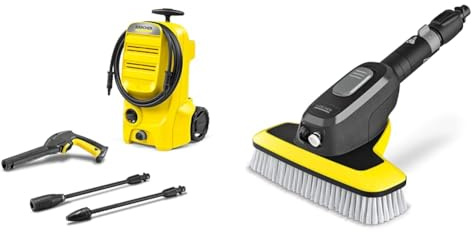Bundle of Kärcher K 3 Classic Pressure Washer + Kärcher WB 7 Plus 3-in-1 Corded Electric Wash Brush, 3 Functions: Foam Jet, High-Pressure Flat Spray Nozzle, Soft Brush