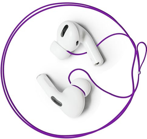 Podstring New Version of Anti-Lost Strap for Wireless in-Ear Earbuds, Airpod Lanyard - Purple (Compatible with Airpods Pro 1/2, Sony, Beats, Samsung, Bose)