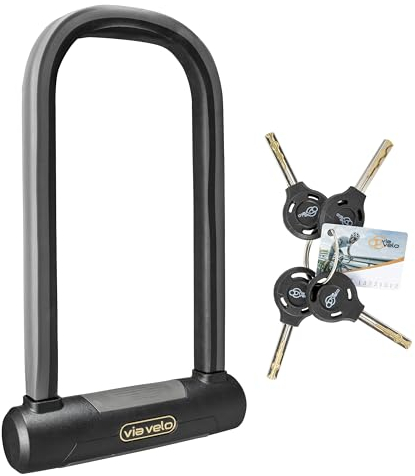 Via Velo Bike U Lock | Elite U Lock 20CrMnTi Stahl Anti-Diebstahl 17 mm Bügel und Sold Secure Diamond Zulassung für E-Bike und Elektro-Faltschloss und Elektroroller