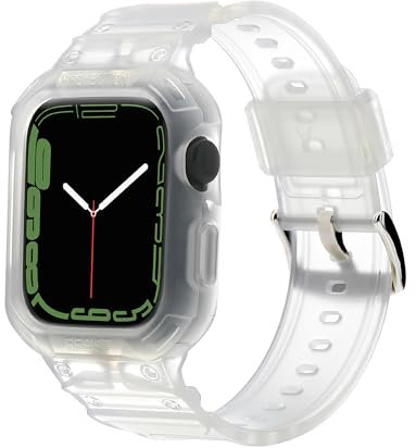 CasurvivePro Cinturino elastico compatibile con Apple Watch 38/40/45 mm per uomo e donna, cinturino di ricambio regolabile in TPU per Apple Watch 38/40/45 mm, trasparente