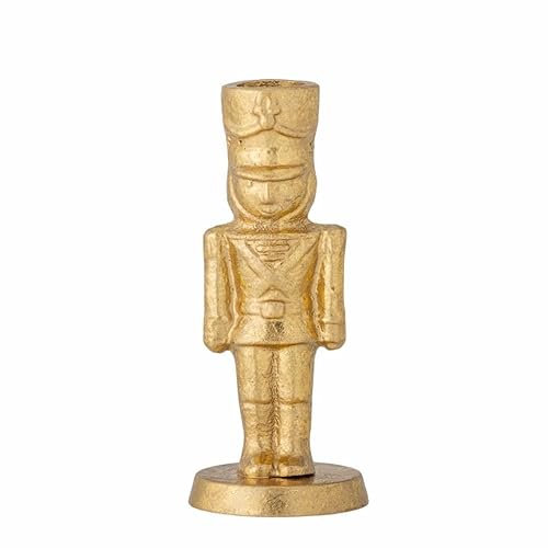 Bloomingville Vernon Kerzenhalter in Form eines Nußknacker in Gold aus Metall, Höhe: 14cm, Durchmesser: 6cm