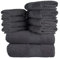 Casalina Premiım Towels. Leona Bad- und Handtuch Set. Großes Badetücher 70x140 cm, Duschttücher 50x100 cm Gästentücher 30x50cm, Qualität 550 g/m². 100% Baumwolle mit Oeko-Tex (Antrazit, Set 10).