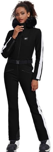 YEEFINE Damen Skianzug Einteiler Schneeanzüge Wasserdicht Jumpsuits Snowboard Anzug Onesies Winter Outdoor Schneeanzüge, Schwarz, Medium