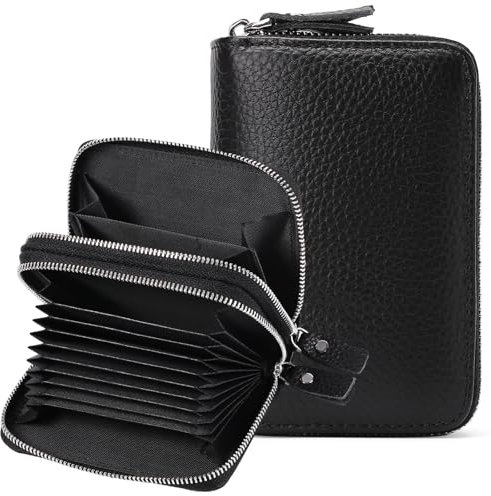GOIACII Kreditkartenetui Geldbeutel Damen RFID Schutz, Leder Geldbörse Damen Klein mit Viel Kartenfächer und Doppelreißverschluss