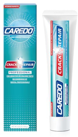 CAREDO Hydroxyapatite Toothpaste for Cracked Teeth Repair,Prevent Sensitive | Support Enamel Remineralising for Adults,Repairing Teeth Enamel,Tooth Pain Relief,Fluoride Free,Mint Flavor