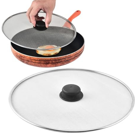 Oil Splash Guard | 11.42 Inch Stainless Steel Splatter Lid - Pan Lid to Prevent Sizzling and Keep Clean