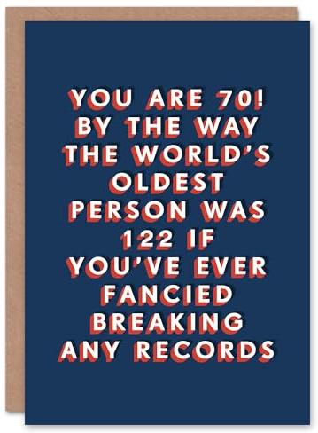 Artery8 Fancy Breaking Records 70 Year Old Milestone 70th For Him Birthday Card