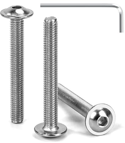 Tunejoy Vis à Tête Bombée avec Bride M5 x 40 mm Vis à Six Pans Creux en Acier Inoxydable A2 V2A Boulons à Tête Hexagonale avec Clé Allen Filetage Complet 30 Pièces