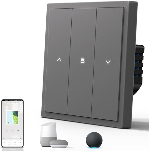 BSEED Smart Rollladenschalter Matt, Wlan Schalter mit Kontrollleuchte, Wechselschalter Unterputz, S-Serie, 86mm Grau