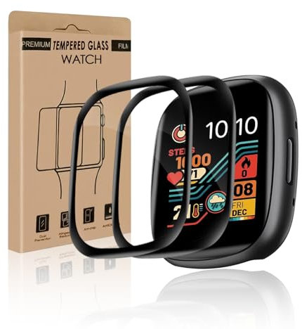Bodyguard 2 Stück Schutzfolie für Panzerglas für Fitbit Versa 3/ Fitbit Sense 2, HD Klar Volle Abdeckung Kratzfest Anti-Fingerabdruck Versa 3 Glasfolie, Anti-Schmutz Anti-Öl Fitbit Sense 2 Schutzglas