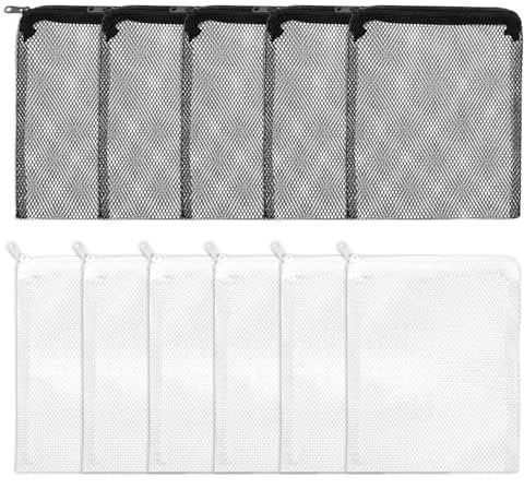 FdcLixuvol Aquarium Filter Media Bags with Zipper, 10 Pcs Aquarium Media Bag Reusable Aquarium Mesh Bag, Black, White (8 x 6)