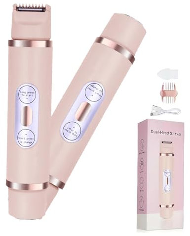 Pelvora Trimmer, 2-In-1 Elektrischer Rasierer Damen Intimbereich Intimrasierer für Frauen, Wasserdicht Elektrische Intimrasierer für Frauen (Rosa)