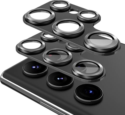 NoveltyThunder Camera Lens Protector for Samsung Galaxy S24 Ultra, Full Coverage 9H Tempered Glass Ring Cover, Matte Metal Plate (1 Pack (1 PC))