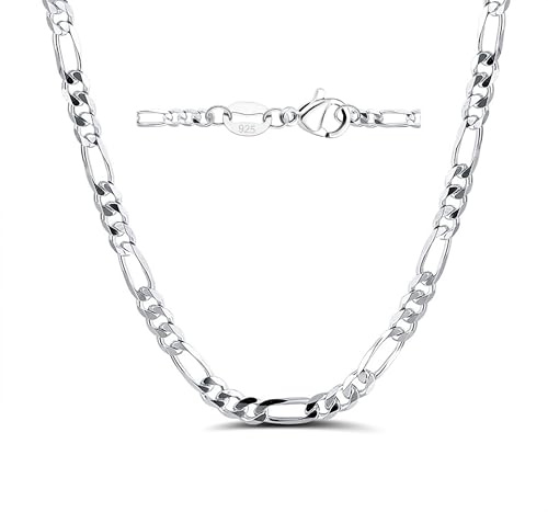 Mieoyue Sterling Silver Chain Necklace for Women Multiple Lengths 16-24 Inches S925 Fine Jewellery (Figaro Chain, 22Inch)