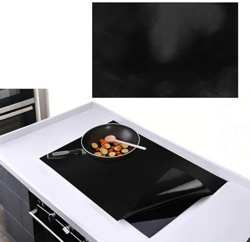 Hhaoysogd 78 x 52 cm Große Induktionskochfeld Schutzmatte, Silikon Induktion schutzmatte, Induction Cooker Silikonmatte, Induktion Herdschutz Matte, Rutschfeste, für Induktionsherd (Schwarz)