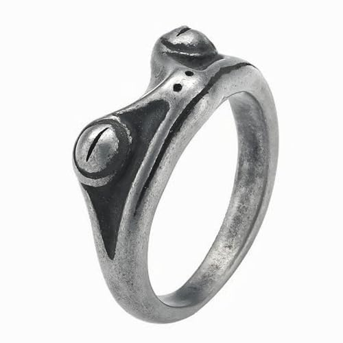 KUTCEK Niedlicher Vintage-Ring mit Froschprinz, Titanstahl, Unisex, Gothic, Punk, Schmuck, Geschenk, Retro-Frosch-Ring