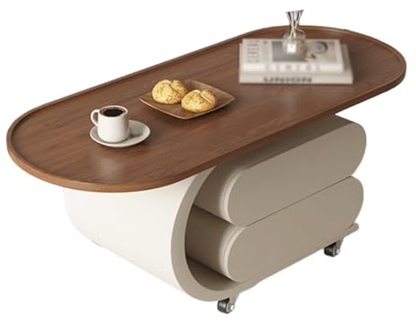 WLH Alexanders Ovaler Couchtisch aus Holz for das Wohnzimmer mit einzigartig designten Beinen, auch als Teetisch for das Homeoffice geeignet.(Bruin)