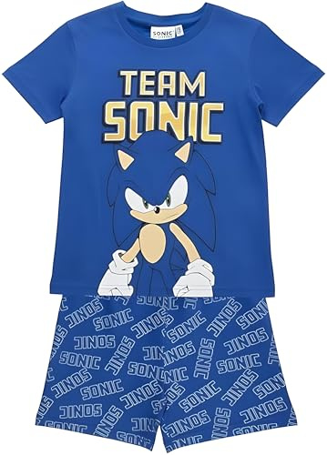 Sonic The Hedgehog Ensemble Pyjama | T-Shirt et Short pour Enfants | Pyjama Complet | Vêtements d'intérieur Confortables pour Les Fans