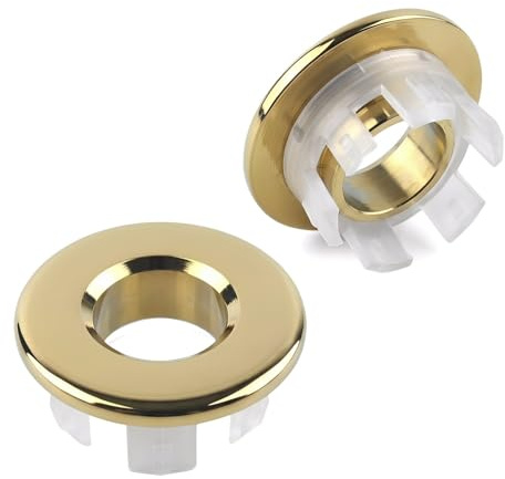 Sink Overflow Rings 2 PCS – Brass Basin Overflow Covers – Insert Hole Trim Replacement for Kitchen Bathroom Bathtub and Washbasin