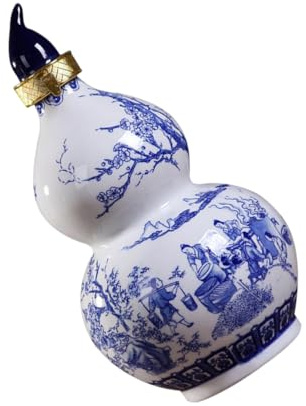 Sewroro Bouteille en Céramique Hermétique Type Calebasse 2 litres 26 Cm de Hauteur 13 Cm de Diamètre, Récipient de Conservation pour Vin, Whisky, Rhum, Porte-Bouteille Décoratif pour