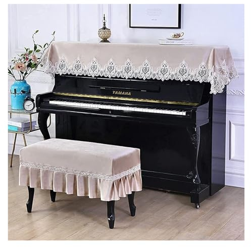 Staubschutzhülle für Klaviere, Staubdichte Abdeckung for elektronisches Klavier, staubdicht, modisch, schlicht, elegant(Beige,Twin)