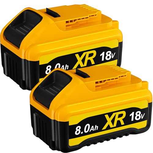 2 Stück 8000mAh 18V Ersatzakku für Dewalt 18V Akku, Li-Ion Akku kompatibel mit Dewalt 18V Serie DCB182 DCB200 DCB181 DCB183 DCB185 DCB205 mit LED-Anzeige für Dewalt Akku-Werkzeuge