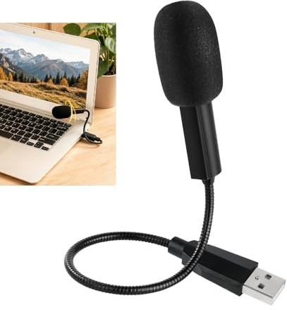 Microphone USB pour PC Omnidirectionnel, Micro Col de Cygne Réglable 360°, pour Ordinateur Portable et Bureau, Idéal Chat Vocal, Vidéo Conférence, Streaming, Jeux Ligne, Cours Ligne et Enregistrement