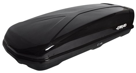 Farad Dachbox Koral 480 l, schwarz-metallic mit Formfehlern – doppelte seitliche Öffnung, TÜV-GS-Zulassung, Zentralverriegelung mit Sicherheitsschlüssel