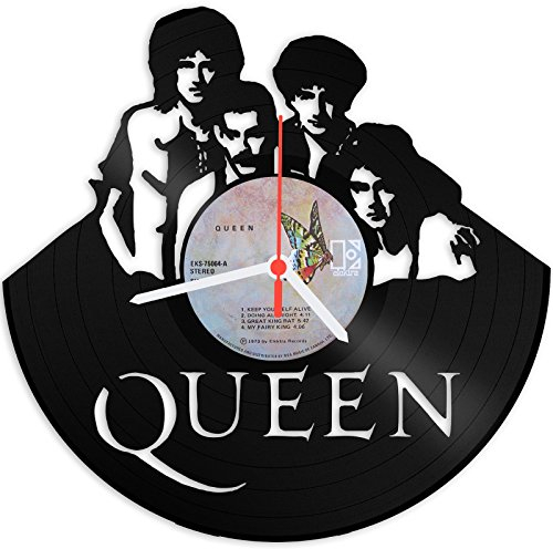 GRAVURZEILE Queen Design Wanduhr aus Vinyl Schallplatte im Upcycling Design - Wand-Deko Vintage-Uhr Dekoration Retro Made in Germany