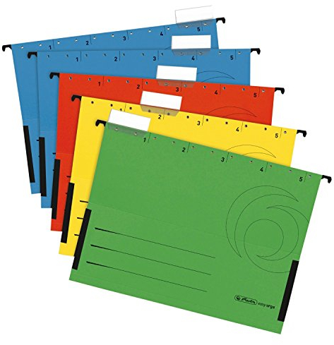 Herlitz 5874755 Hängetasche, seitlich geschlossen, Organisationsdruck, farbig sortiert (40 Stück)