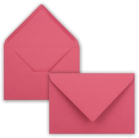 25 Brief-Umschläge - Flamingo-Pink - DIN C6-114 x 162 mm - Kuverts mit Nassklebung ohne Fenster für Gruß-Karten & Einladungen - FarbenFroh by GUSTAV NEUSER