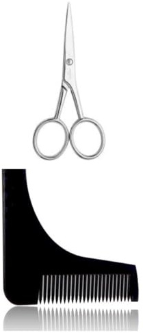 Bart-Schablone Bartpflege-Set mit Schere und Kamm Rasierhilfe für Bartstyling drei Tage Bart | Styling Tool Geburtstagsgeschenk für Männer