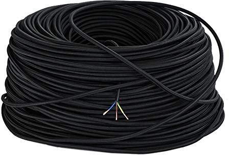 Lot de 3 câbles en tissu tressé pour lampe suspendue Style vintage Noir 0,75 mm 20 m