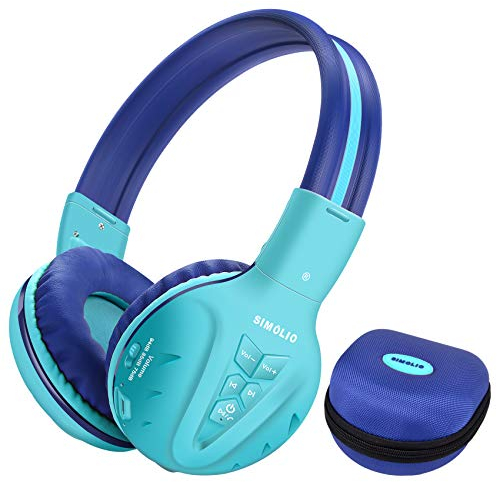 SIMOLIO Bluetooth Kinder Kopfhörer mit Lautstärkebegrenzung, Faltbar & tragbar Kopfhörer mit BT, Wireless Kinderkopfhörer, Over-Ear Kinder Kopfhörer mit Bluetooth und Kabel für Kinder Jugentliche-Mint